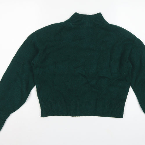& Other Stories Women Green XS Pullover Mock Neck Balloon Sleeve Knit Jumper