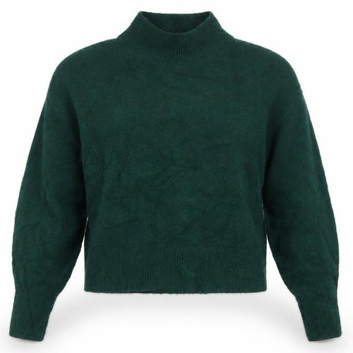 & Other Stories Women Green XS Pullover Mock Neck Balloon Sleeve Knit Jumper