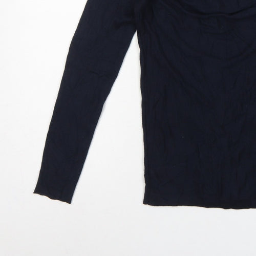 Jigsaw Women’s Blue Cowl Neck Fine Knit Jumper Size S Cashmere Silk