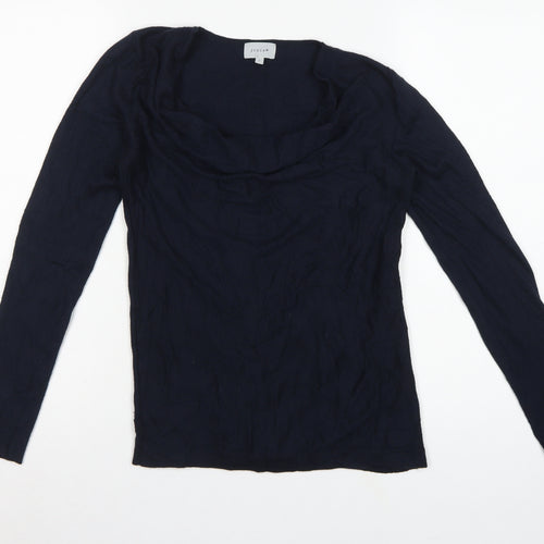 Jigsaw Women’s Blue Cowl Neck Fine Knit Jumper Size S Cashmere Silk