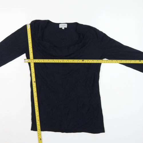 Jigsaw Women’s Blue Cowl Neck Fine Knit Jumper Size S Cashmere Silk