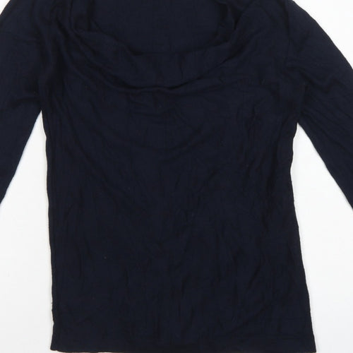 Jigsaw Women’s Blue Cowl Neck Fine Knit Jumper Size S Cashmere Silk