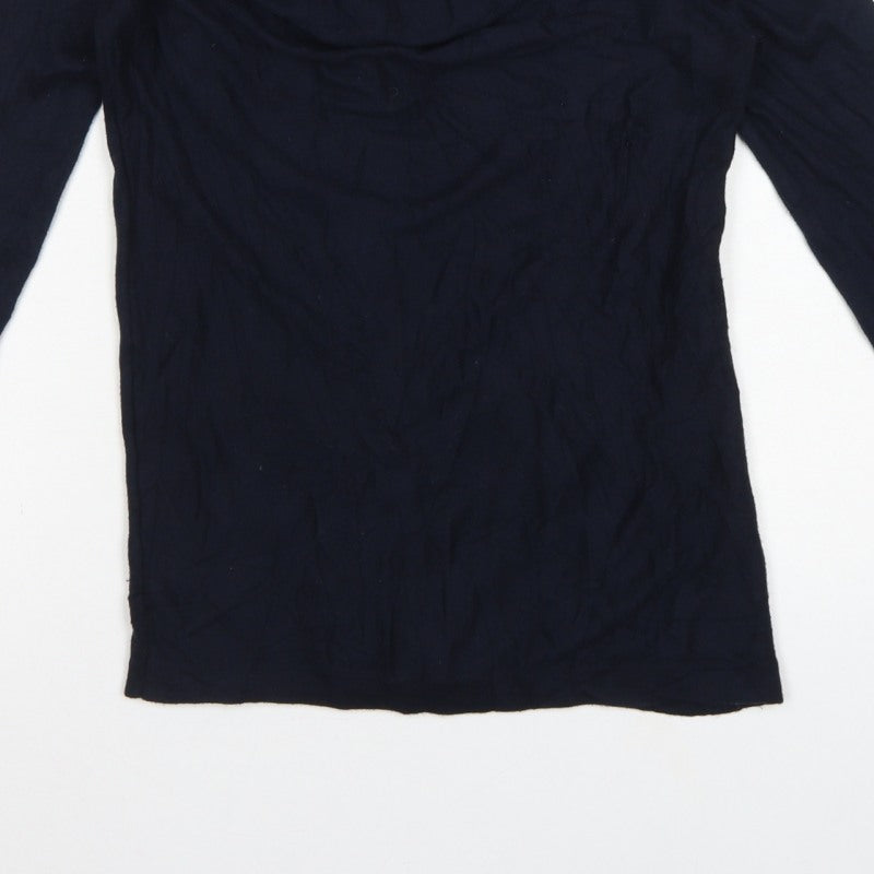 Jigsaw Women’s Blue Cowl Neck Fine Knit Jumper Size S Cashmere Silk