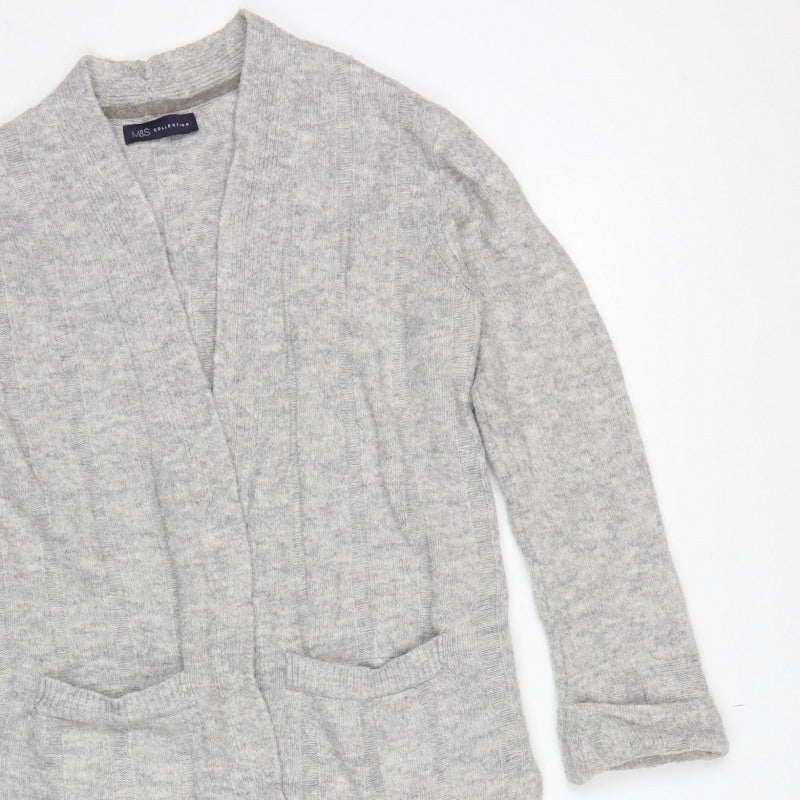 Marks and Spencer Women Grey S Open Cable-Knit Cardigan