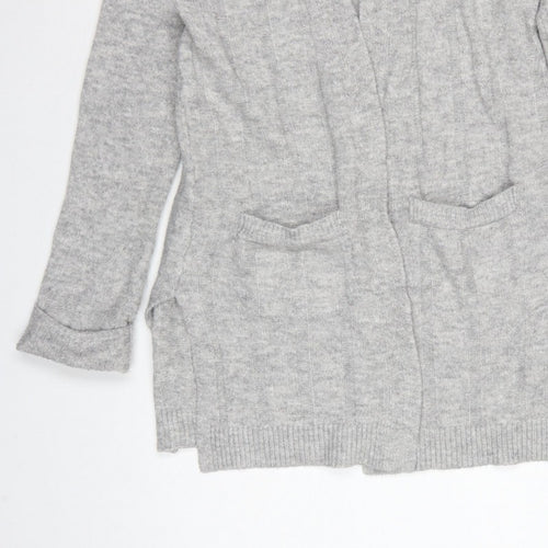 Marks and Spencer Women Grey S Open Cable-Knit Cardigan
