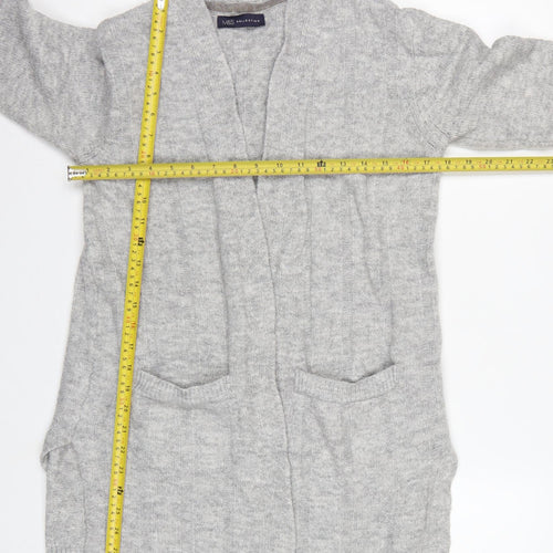 Marks and Spencer Women Grey S Open Cable-Knit Cardigan