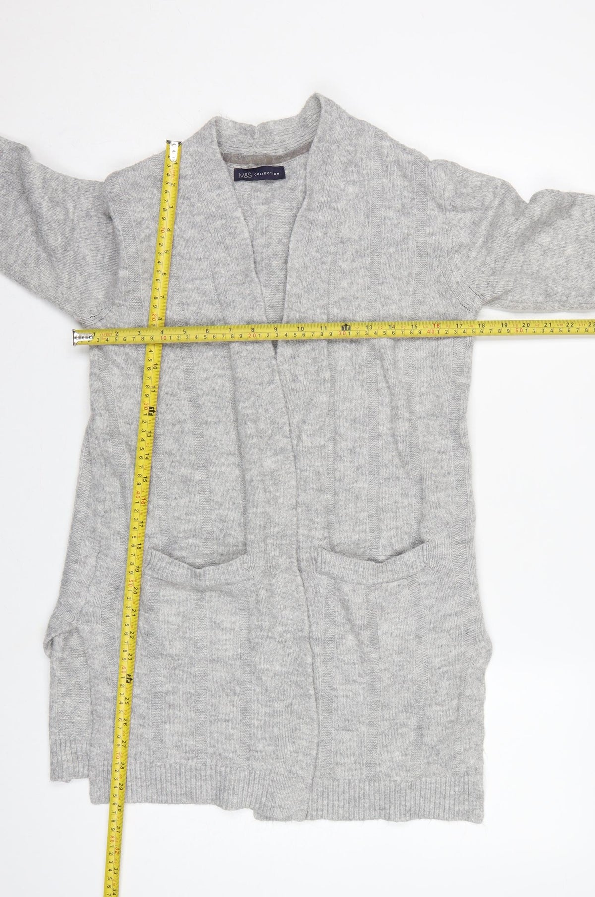 Marks and Spencer Women Grey S Open Cable-Knit Cardigan