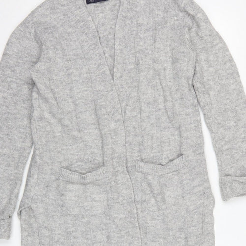 Marks and Spencer Women Grey S Open Cable-Knit Cardigan