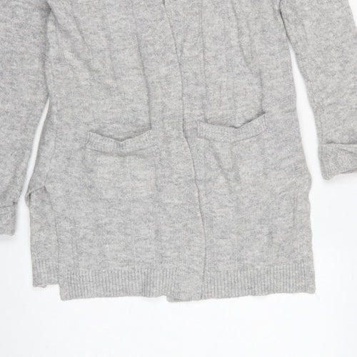 Marks and Spencer Women Grey S Open Cable-Knit Cardigan