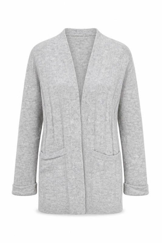 Marks and Spencer Women Grey S Open Cable-Knit Cardigan