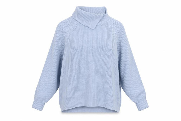 Monsoon Women Blue XL Roll Neck Chunky Knit Balloon Sleeve Jumper