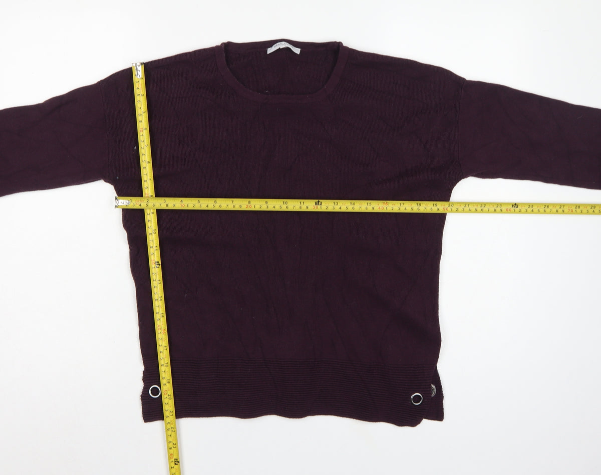 Close-up detail of Great Plains Women’s Purple M Knit Pullover Round Neck Viscose Jumper