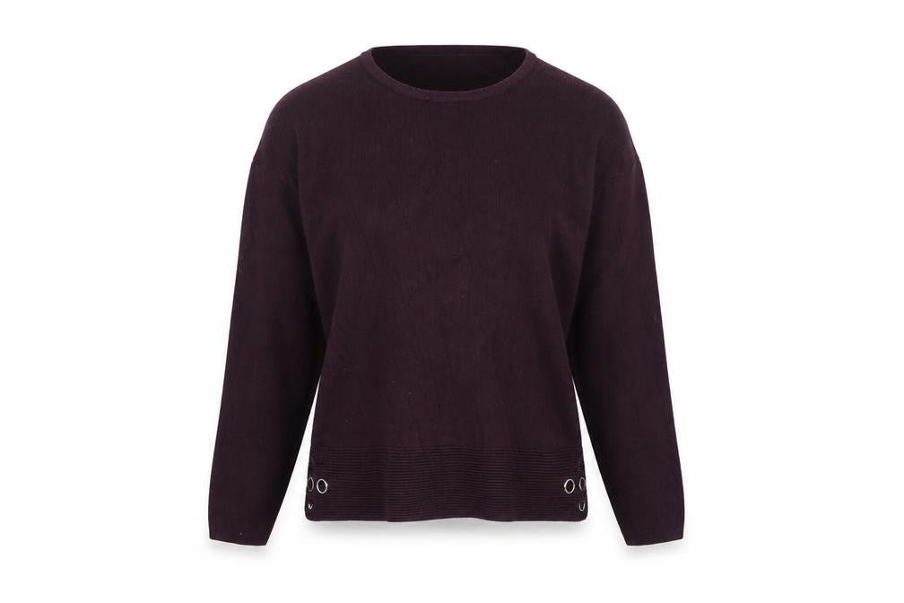 Front view of Great Plains Women’s Purple M Knit Pullover Round Neck Viscose Jumper