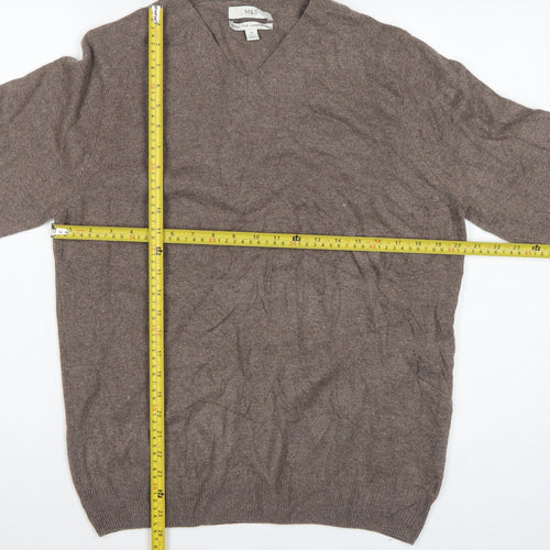 Marks & Spencer Men’s Brown Lambswool V-Neck Pullover Jumper M