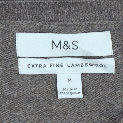 Marks & Spencer Men’s Brown Lambswool V-Neck Pullover Jumper M