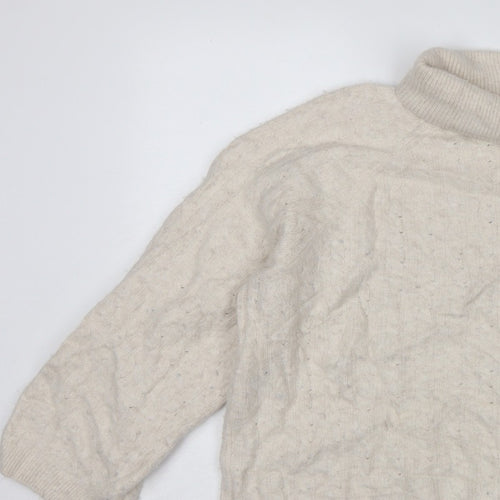 Tommy Hilfiger Women’s Ivory L Cable Knit Roll Neck Pullover Jumper