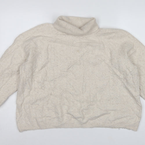 Tommy Hilfiger Women’s Ivory L Cable Knit Roll Neck Pullover Jumper
