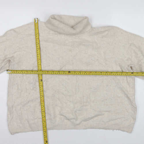 Tommy Hilfiger Women’s Ivory L Cable Knit Roll Neck Pullover Jumper