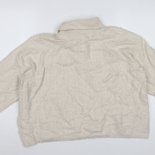 Tommy Hilfiger Women’s Ivory L Cable Knit Roll Neck Pullover Jumper