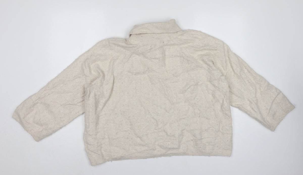 Tommy Hilfiger Women’s Ivory L Cable Knit Roll Neck Pullover Jumper