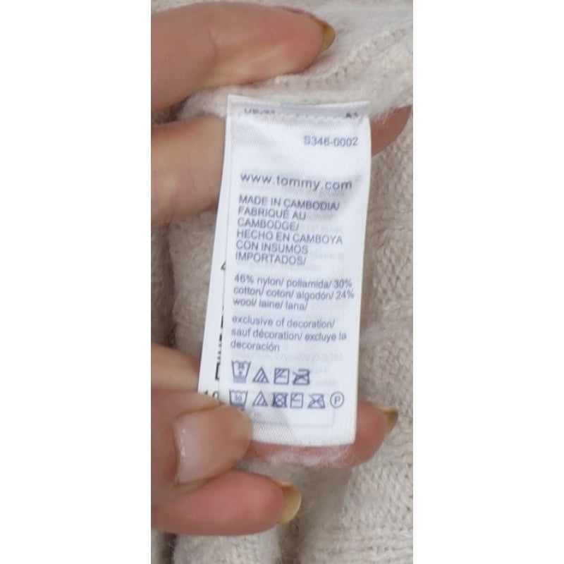 Tommy Hilfiger Women’s Ivory L Cable Knit Roll Neck Pullover Jumper