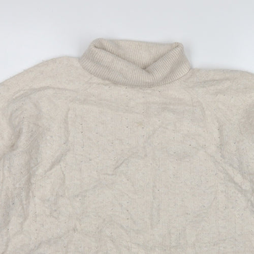 Tommy Hilfiger Women’s Ivory L Cable Knit Roll Neck Pullover Jumper
