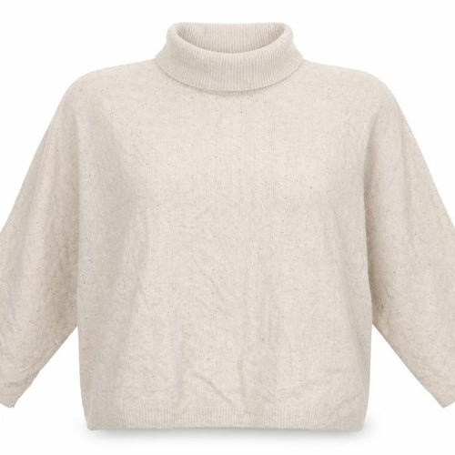 Tommy Hilfiger Women’s Ivory L Cable Knit Roll Neck Pullover Jumper