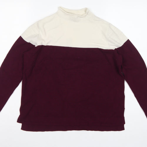 Marks and Spencer Women Burgundy Ivory Roll Neck Knit Jumper Size 14