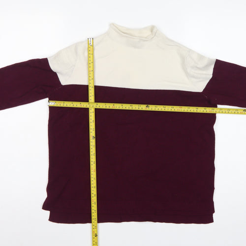 Marks and Spencer Women Burgundy Ivory Roll Neck Knit Jumper Size 14