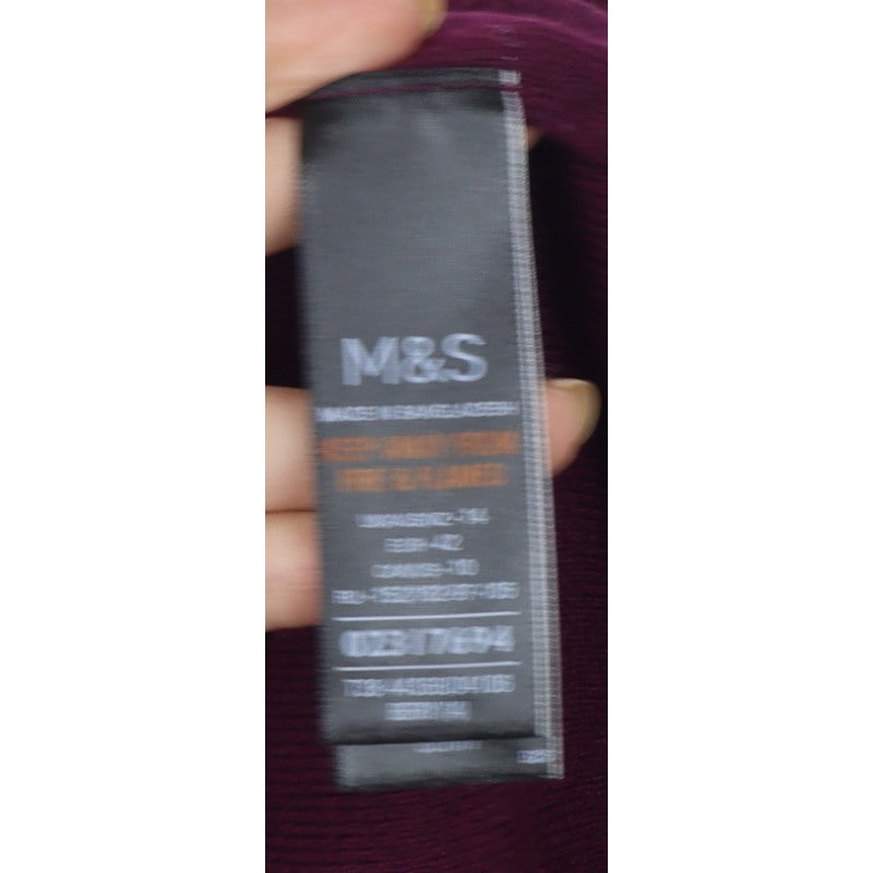 Marks and Spencer Women Burgundy Ivory Roll Neck Knit Jumper Size 14
