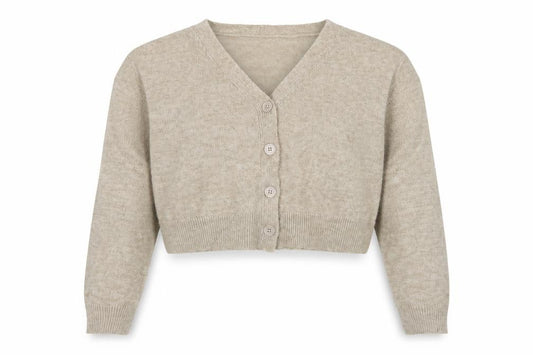 COLLUSION Women Beige UK 8 V-Neck Button Balloon Sleeve Cardigan