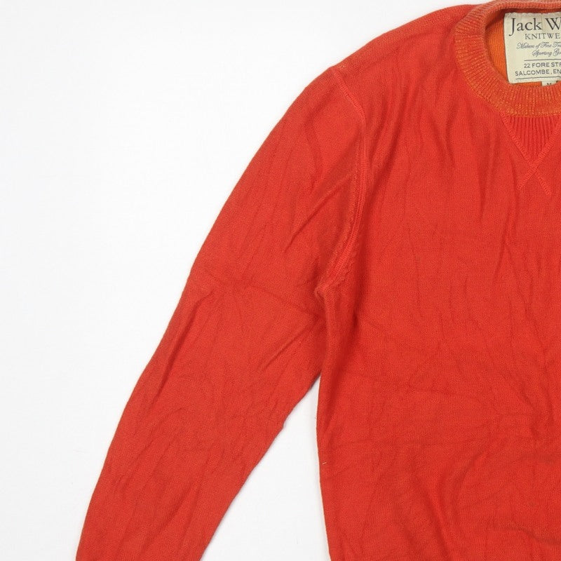 Jack Wills Men’s Orange M Cotton Crew Neck Pullover Jumper