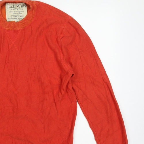 Jack Wills Men’s Orange M Cotton Crew Neck Pullover Jumper