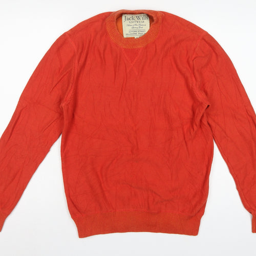 Jack Wills Men’s Orange M Cotton Crew Neck Pullover Jumper