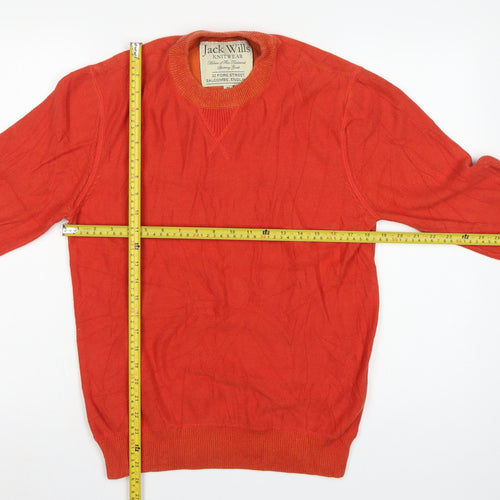 Jack Wills Men’s Orange M Cotton Crew Neck Pullover Jumper