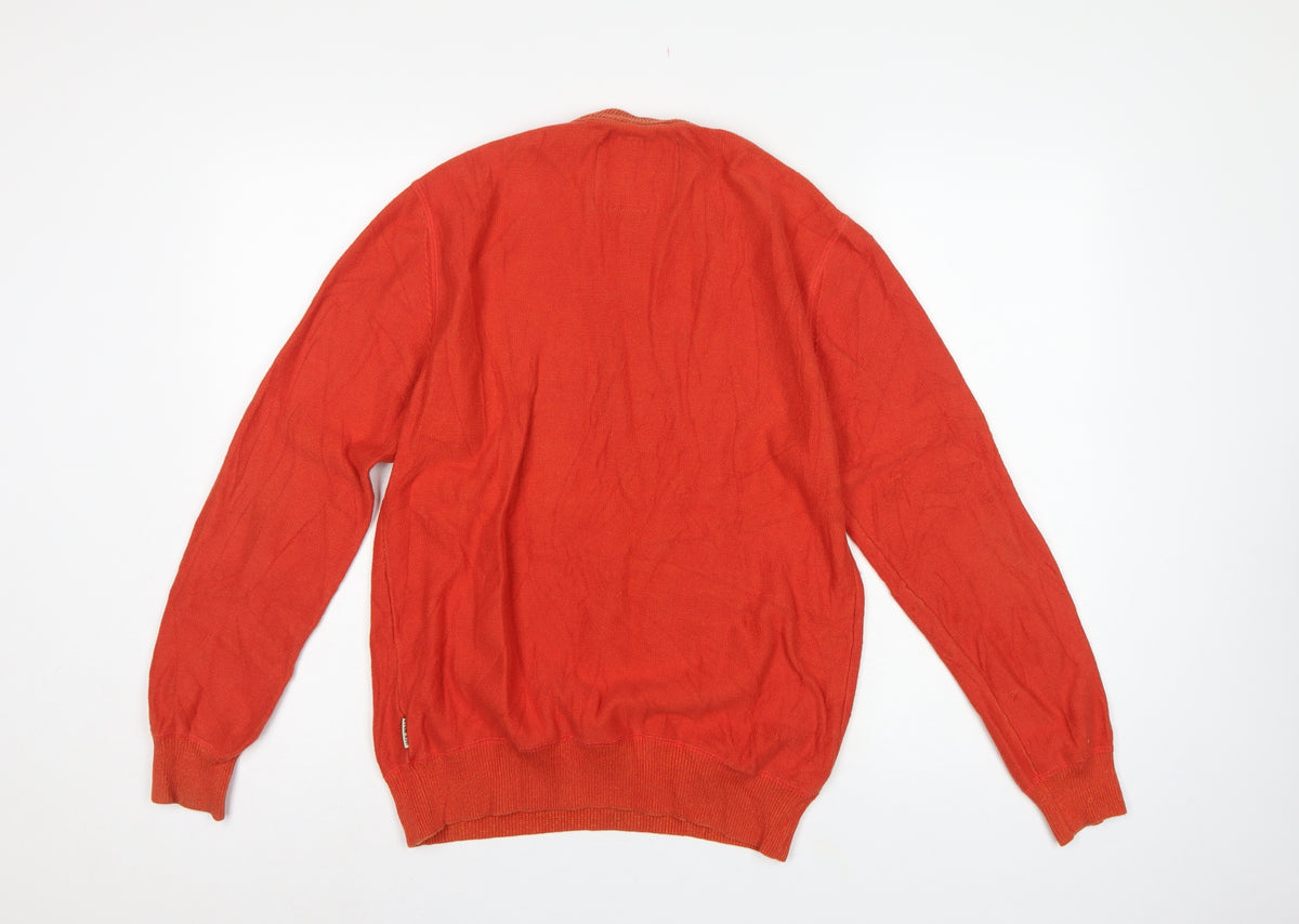 Jack Wills Men’s Orange M Cotton Crew Neck Pullover Jumper