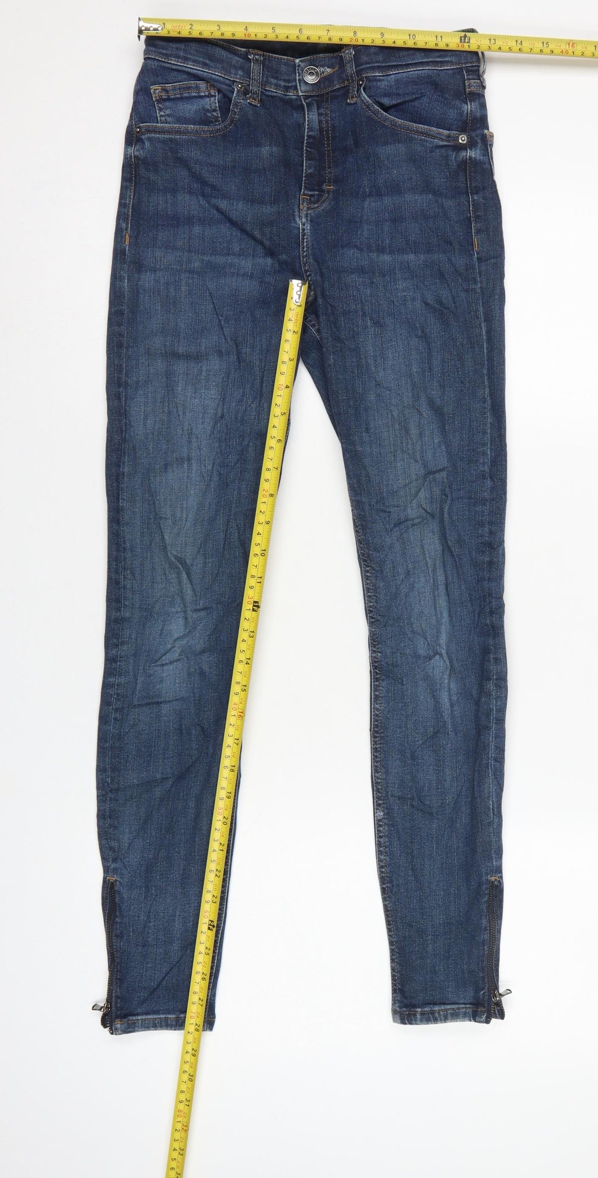 Topshop Moto Women’s Blue W28 L32 Skinny Stretch Jeans Ankle Zip