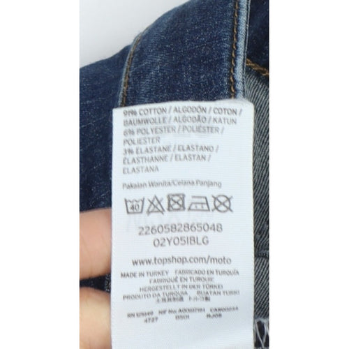 Topshop Moto Women’s Blue W28 L32 Skinny Stretch Jeans Ankle Zip