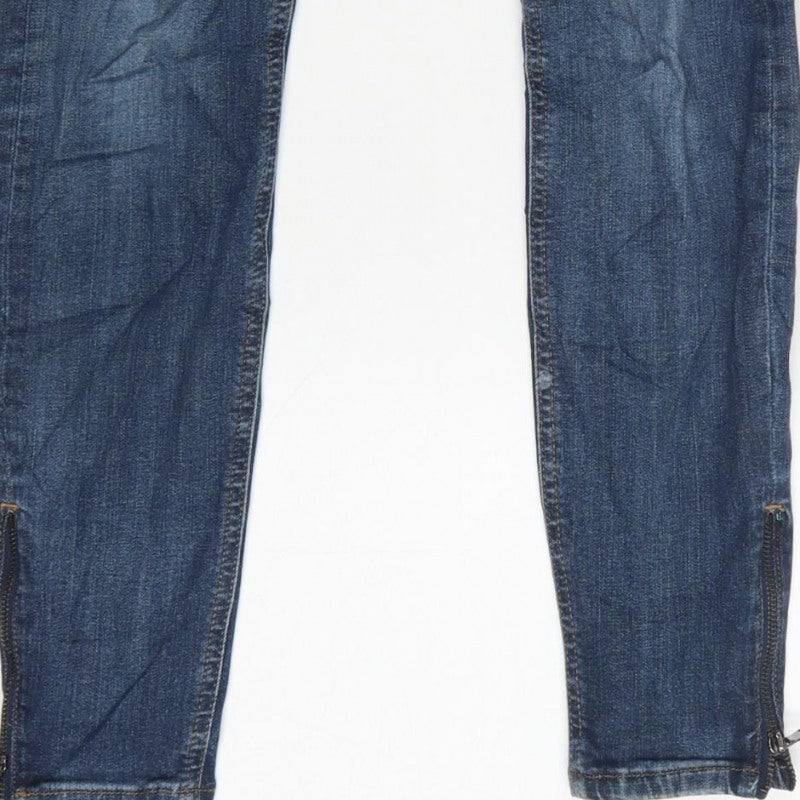 Topshop Moto Women’s Blue W28 L32 Skinny Stretch Jeans Ankle Zip