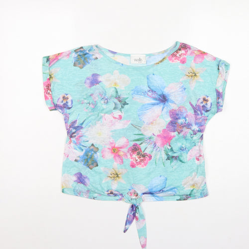 Wallis Women Multicoloured S Petite Floral Tie Front Cropped T-Shirt
