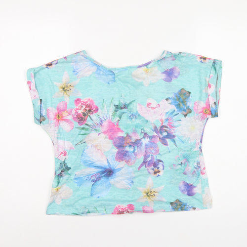 Wallis Women Multicoloured S Petite Floral Tie Front Cropped T-Shirt