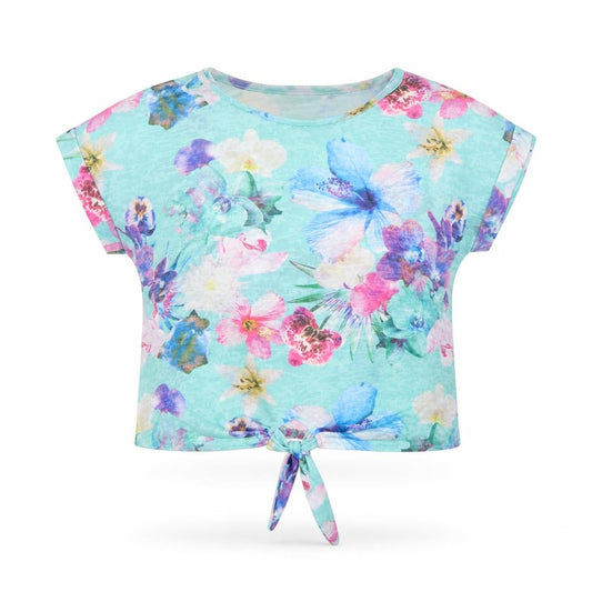Wallis Women Multicoloured S Petite Floral Tie Front Cropped T-Shirt