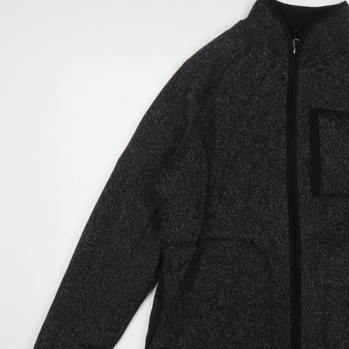 Marks and Spencer Men's Black Marl Fleece Jacket Small Full Zip