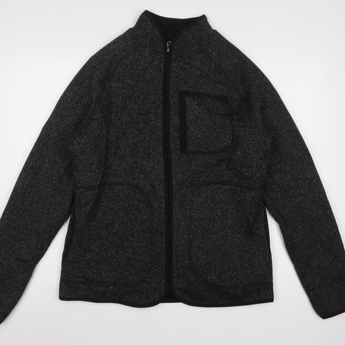 Marks and Spencer Men's Black Marl Fleece Jacket Small Full Zip