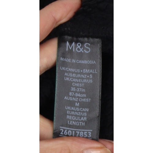 Marks and Spencer Men's Black Marl Fleece Jacket Small Full Zip