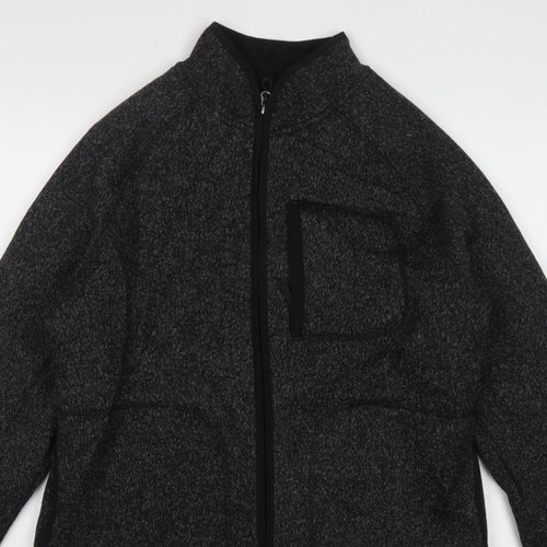 Marks and Spencer Men's Black Marl Fleece Jacket Small Full Zip