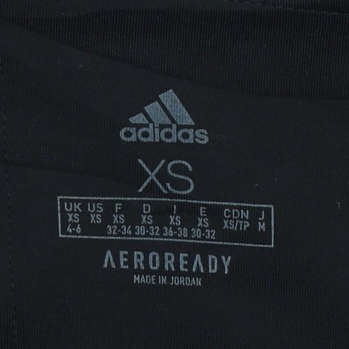 Adidas Women Black XS AEROREADY Side Stripe Skinny Leggings