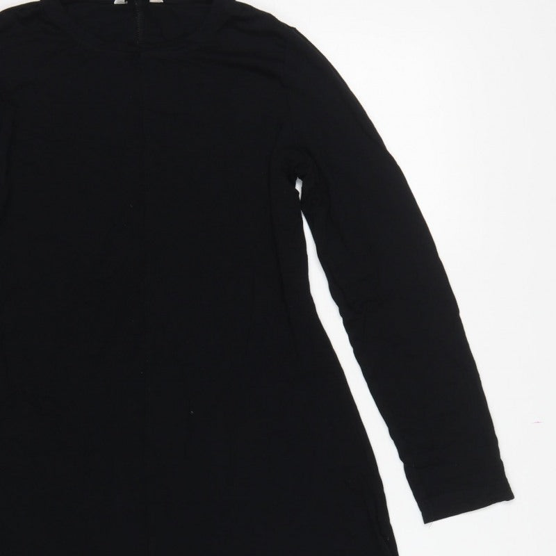 Marks and Spencer Women Black UK 12 Fit & Flare Midi Knit Dress