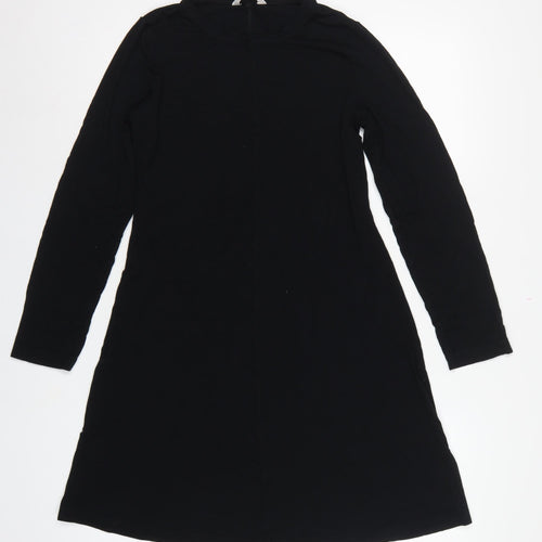 Marks and Spencer Women Black UK 12 Fit & Flare Midi Knit Dress