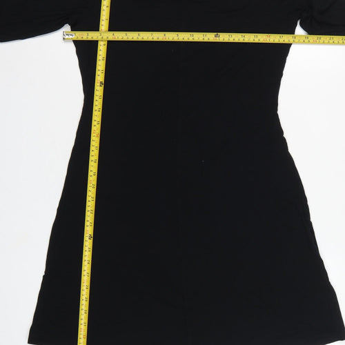 Marks and Spencer Women Black UK 12 Fit & Flare Midi Knit Dress